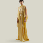 Nevada Kaftan in Acid Yellow - Lightweight lamè kaftan with open sleeve and high neck