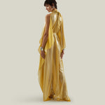 Nevada Kaftan in Acid Yellow - Lightweight lamè kaftan with open sleeve and high neck