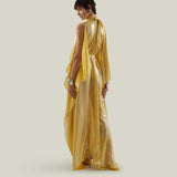 Nevada Kaftan in Acid Yellow - Lightweight lamè kaftan with open sleeve and high neck