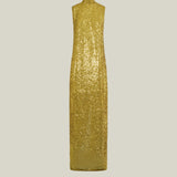 Miami Disco Dress in Chartreuse - Sequined high neck column dress