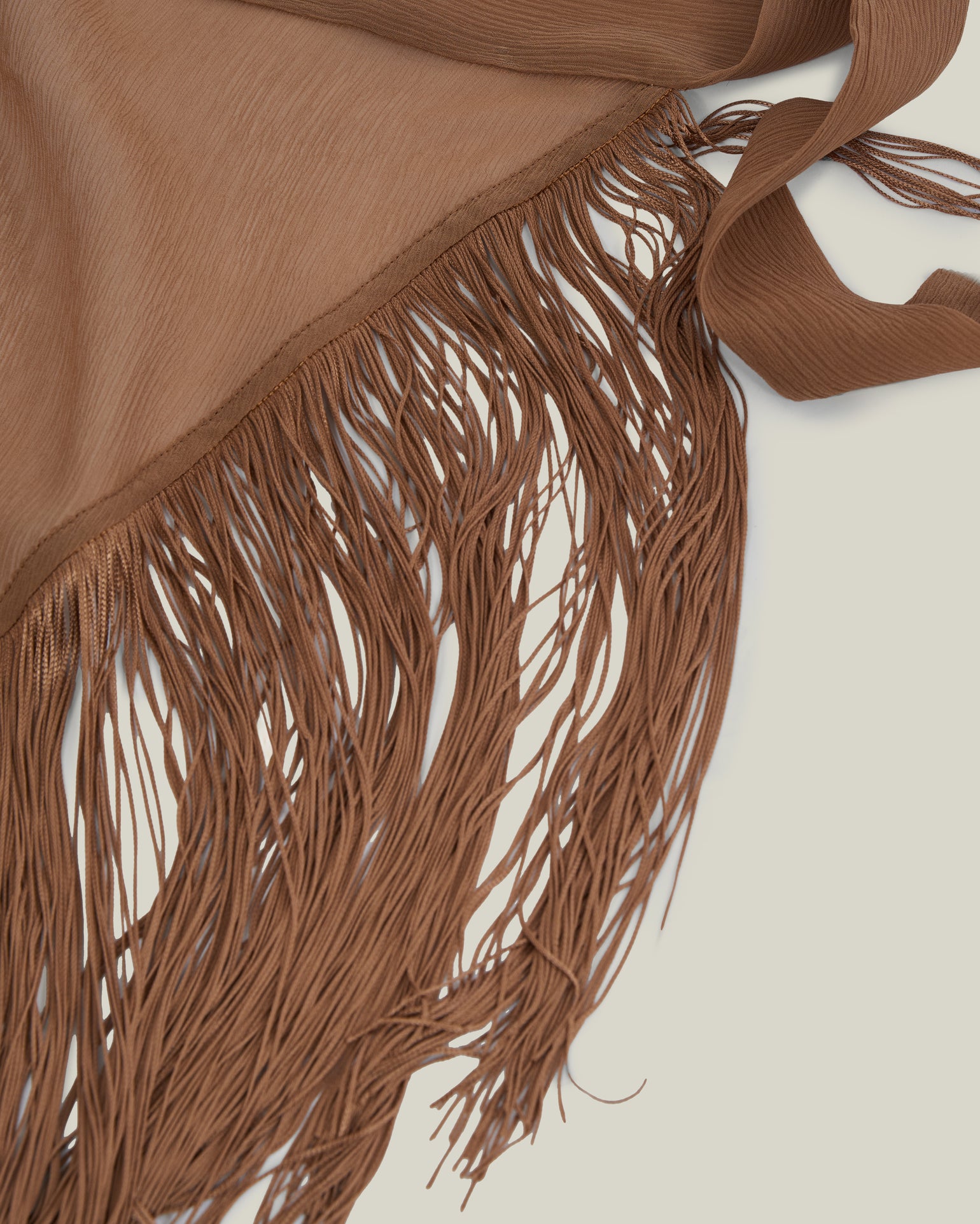 Bonny Spirito Headscarf in Camel - Crepe chiffon fringed headscarf