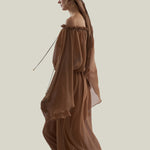 Bonny Spirito Headscarf in Camel - Crepe chiffon fringed headscarf