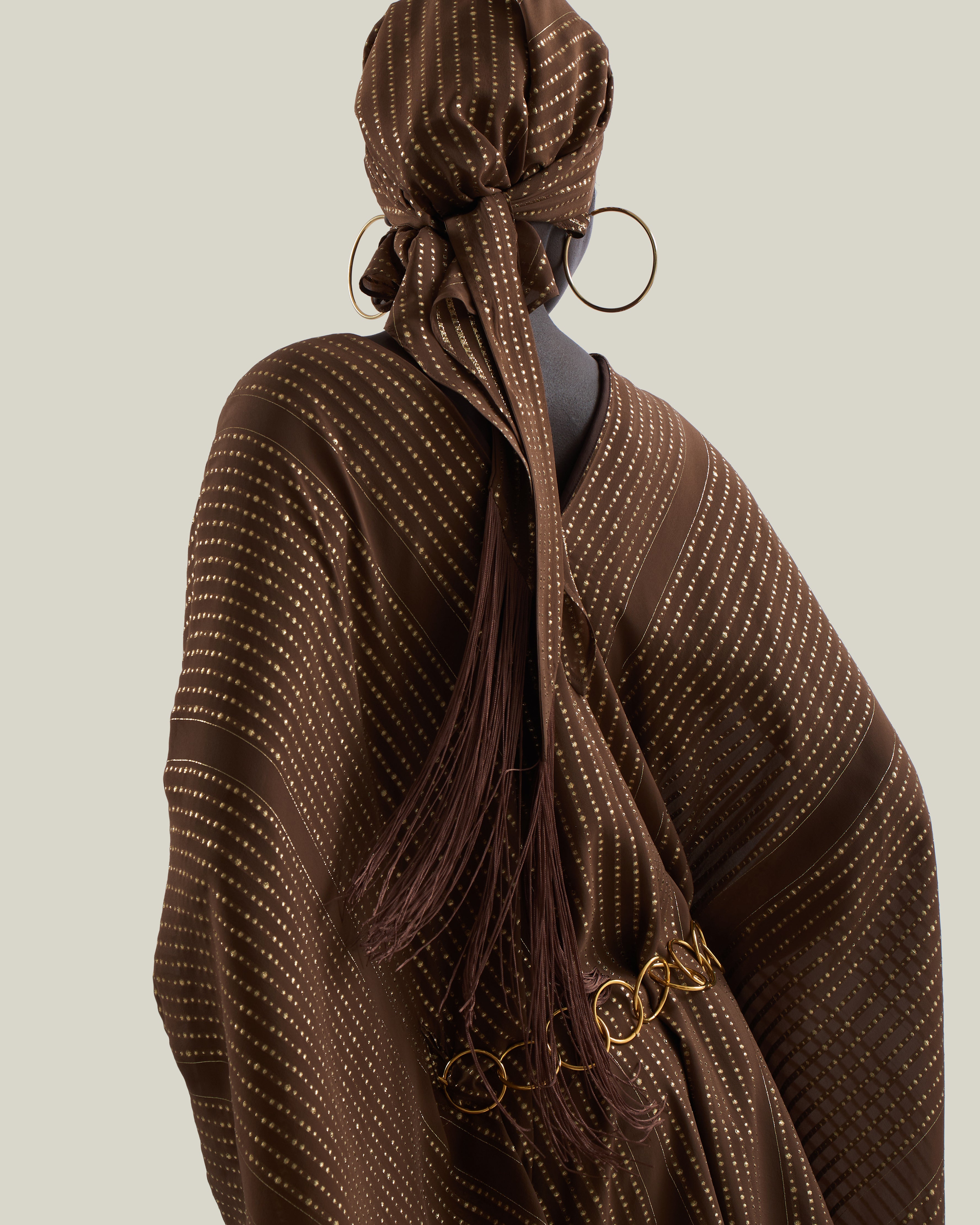 Casablanca Headscarf in Fume - Chiffon fil coupè fringed headscarf
