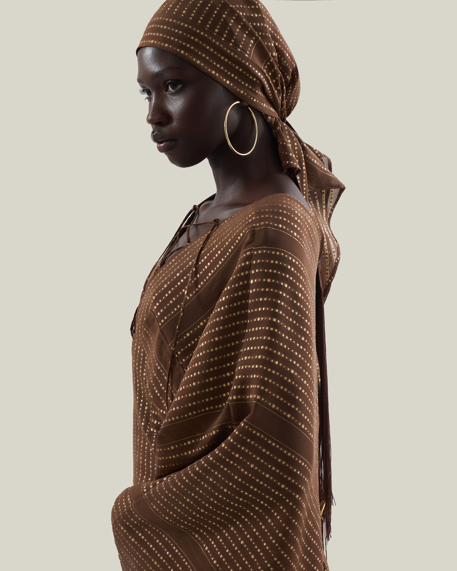 Casablanca Headscarf in Fume - Chiffon fil coupè fringed headscarf