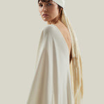 Bonny Headscarf in Ivory - Crepe cady fringed headscarf