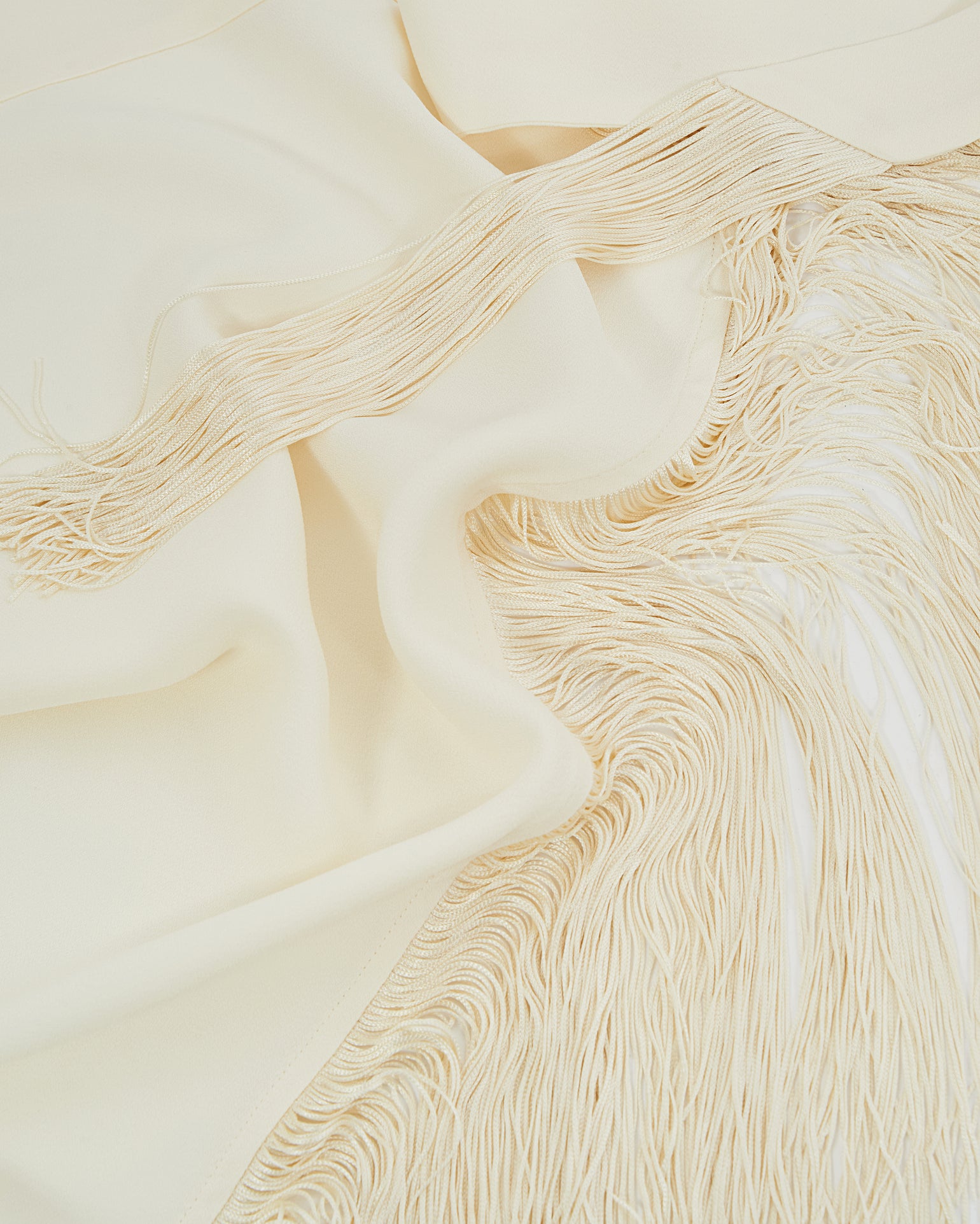Bonny Headscarf in Ivory - Crepe cady fringed headscarf