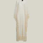 Santa Fe Kaftan in Ivory - Knit fringed maxi dress