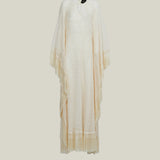 Santa Fe Kaftan in Ivory - Knit fringed maxi dress