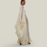 Santa Fe Kaftan in Ivory - Knit fringed maxi dress