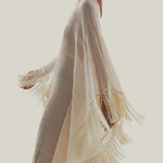 Santa Fe Kaftan in Ivory - Knit fringed maxi dress