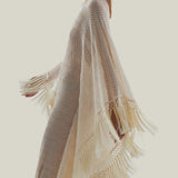 Santa Fe Kaftan in Ivory - Knit fringed maxi dress