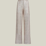 Marlene Disco Pants in White Sand - Sequined net palazzo pants 