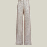 Marlene Disco Pants in White Sand - Sequined net palazzo pants 