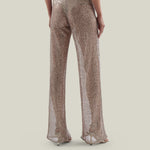 Marlene Disco Pants in White Sand - Sequined net palazzo pants 