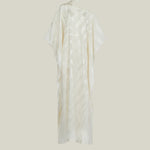 Streep Kaftan in Ivory - Zebra motif fil coupè cold shoulder maxi kaftan with scarf