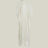 Streep Kaftan in Ivory - Zebra motif fil coupè cold shoulder maxi kaftan with scarf