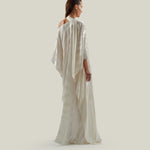Streep Kaftan in Ivory - Zebra motif fil coupè cold shoulder maxi kaftan with scarf
