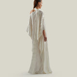 Streep Kaftan in Ivory - Zebra motif fil coupè cold shoulder maxi kaftan with scarf
