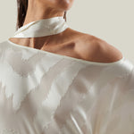 Streep Kaftan in Ivory - Zebra motif fil coupè cold shoulder maxi kaftan with scarf