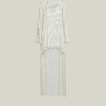 Thar Kaftan in Ivory - Zebra motif fil coupè high-low hem short kaftan with cuffs