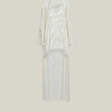 Thar Kaftan in Ivory - Zebra motif fil coupè high-low hem short kaftan with cuffs