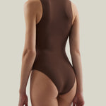 Sahara Swimsuit in Fume - Laced-up plunge neckline swimsuit and dettached fringed-trimmed mini pareo set