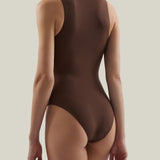 Sahara Swimsuit in Fume - Laced-up plunge neckline swimsuit and dettached fringed-trimmed mini pareo set