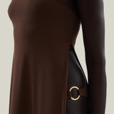 Penelope Swimsuit in Fume - Long strapless bikini top and matching embellished slip set