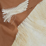 Bonny Headscarf in Camel-Ivory - Linen fringed headscarf