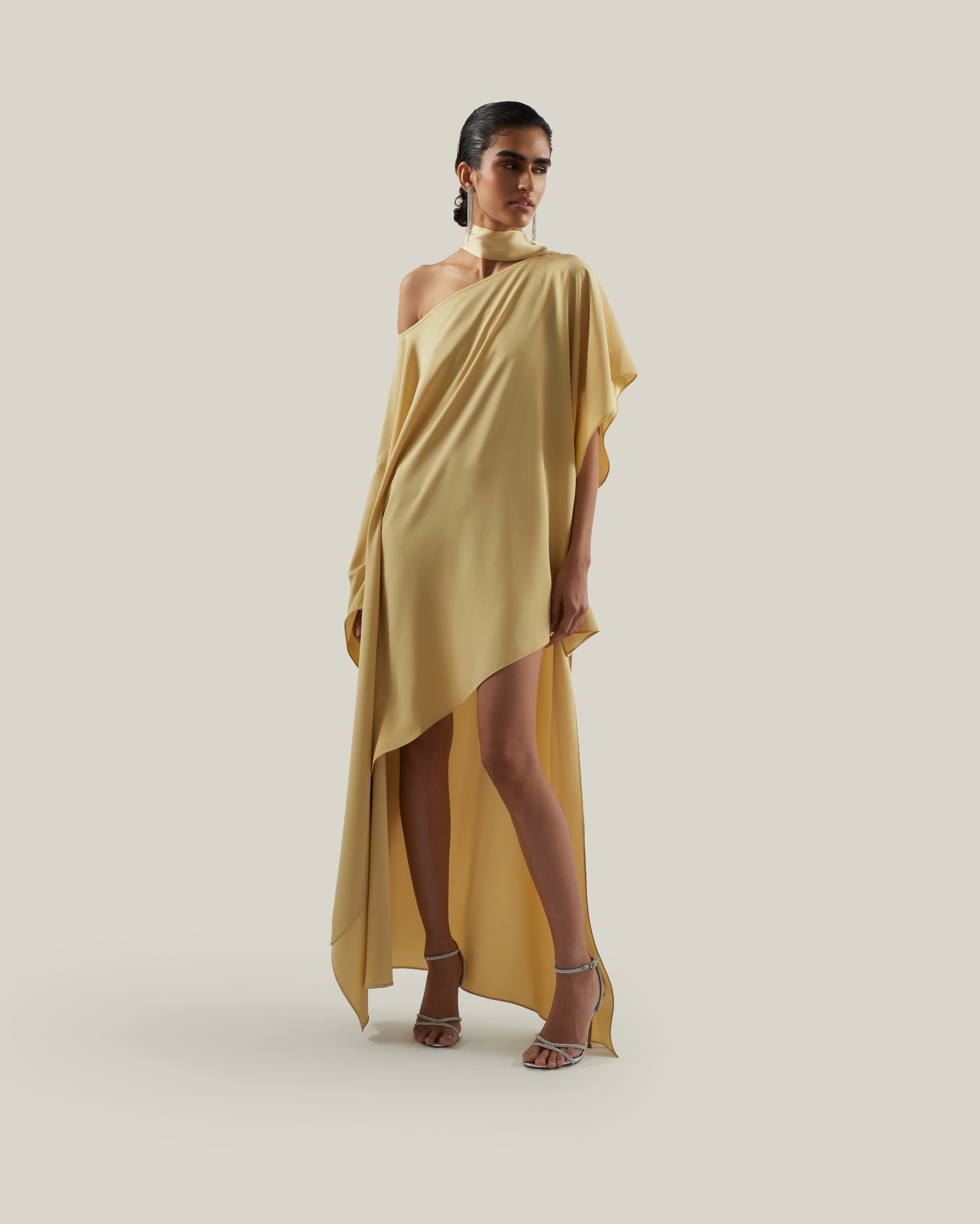 taller marmo gold dress Taller Marmo Dunaway Belted Tie-detailed Satin-trimmed Cady Maxi Dress - Women - Green Dresses