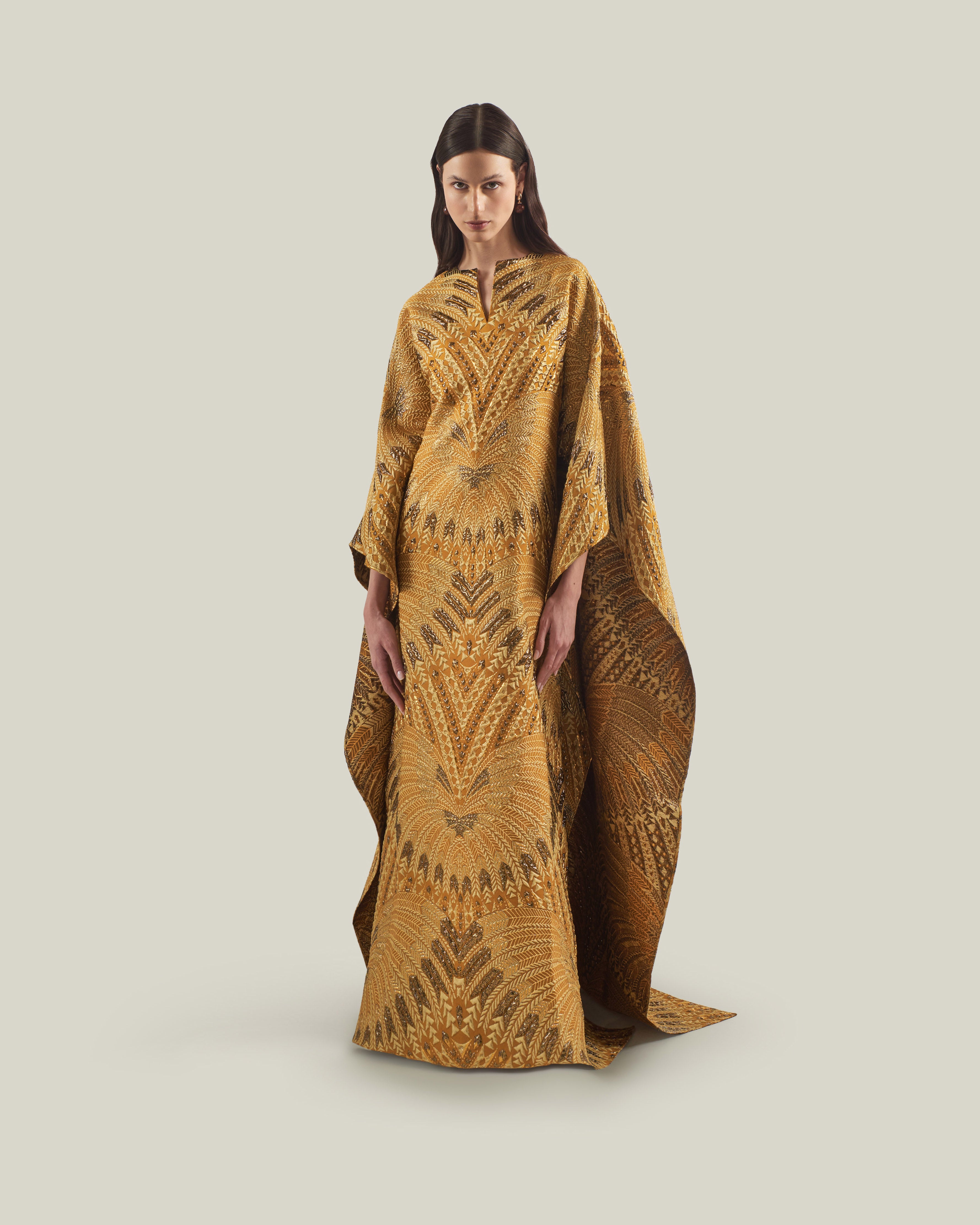 Mrs Ross Revue Kaftan in Brass – Taller Marmo Boutique