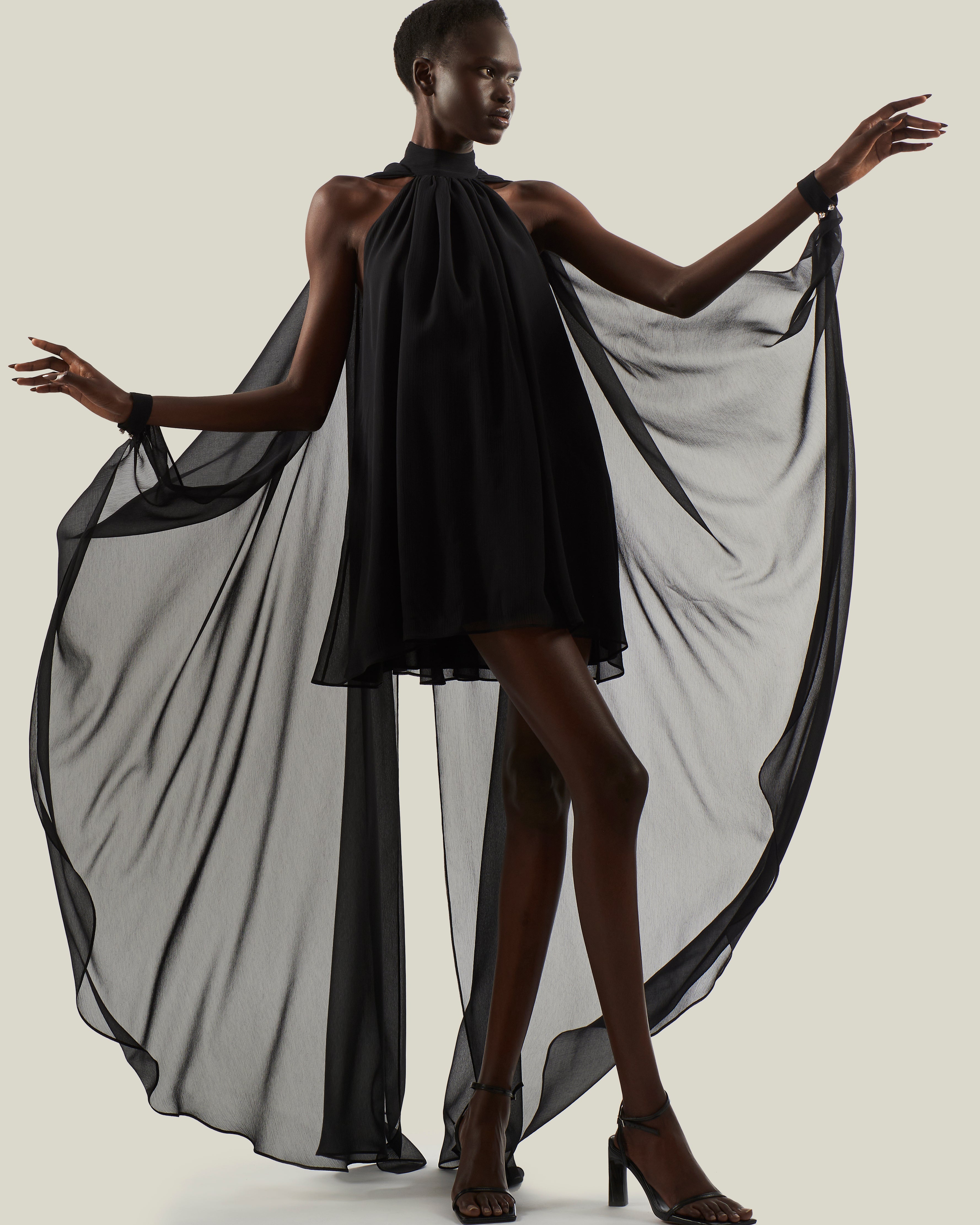 marmo black draped mini dress Mini Bolkan Crystal Dress in Black