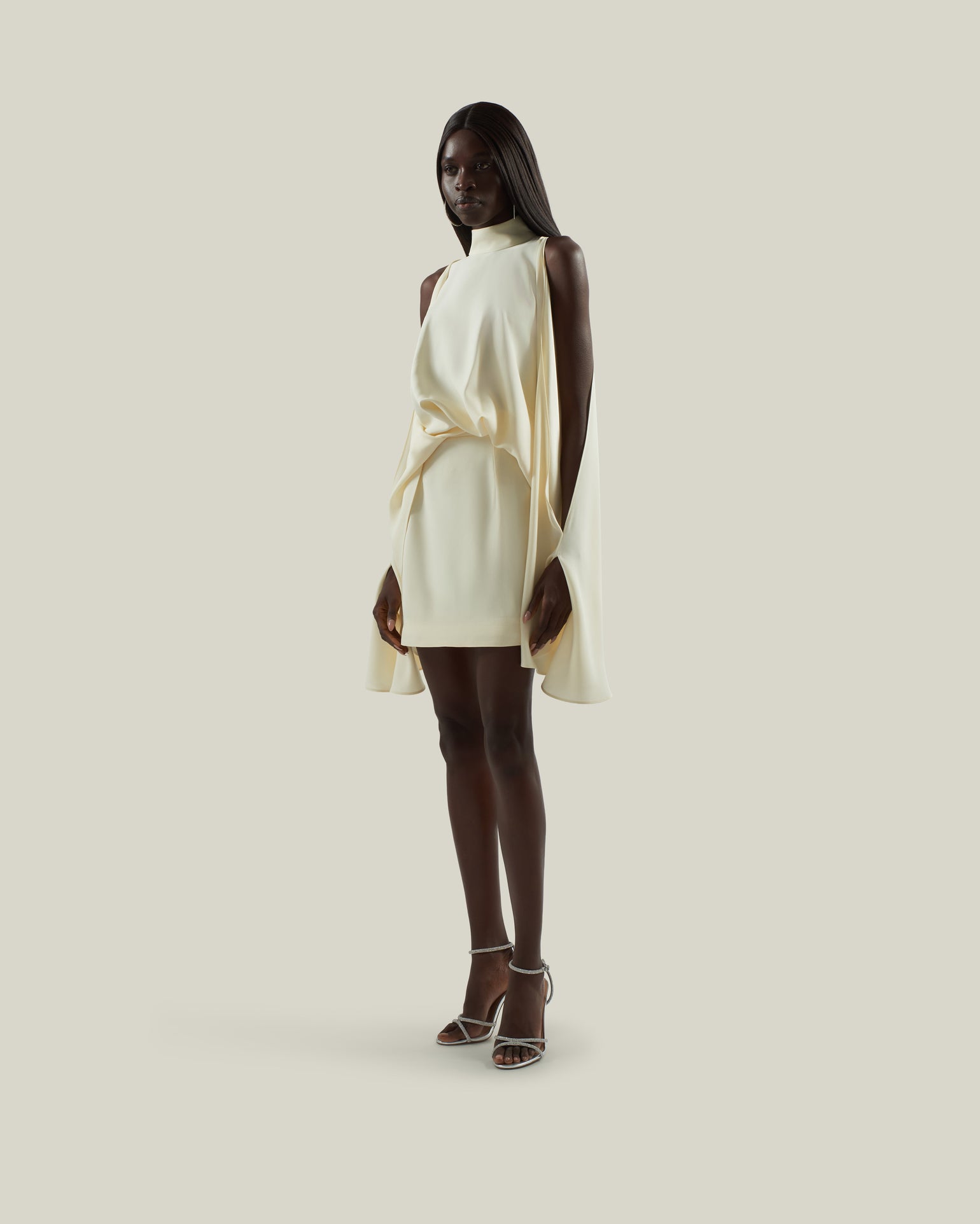 taller marmo short dress Taller Marmo Bolkan One-sleeve Embellished Crepe Mini Dress - Women - Cream Dresses