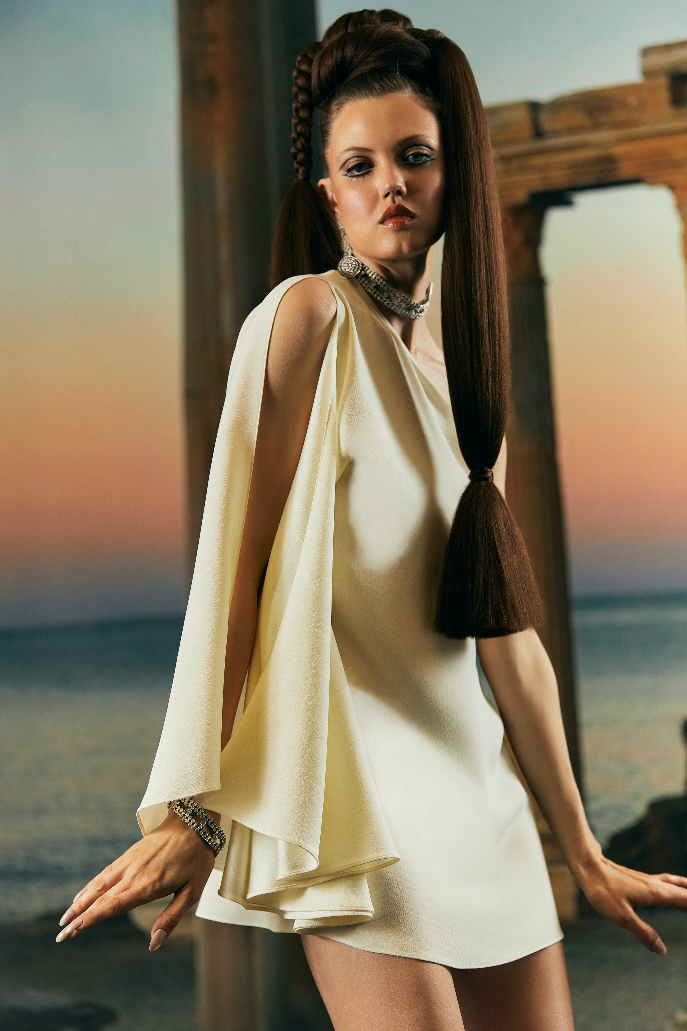 ワンピース TALLER MARMO Taller Marmo Orange Spritz One Shoulder Dress Taller Marmo