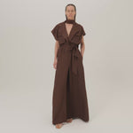 Serengeti Dress in Cocoa - Crepe cady sleeveless trench coat-inspired dress