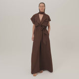 Serengeti Dress in Cocoa - Crepe cady sleeveless trench coat-inspired dress