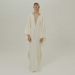 Bonny Headscarf in Ivory - Crepe cady fringed headscarf