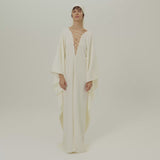 Bonny Headscarf in Ivory - Crepe cady fringed headscarf