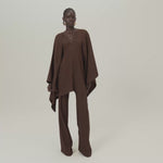 Marlene Pants in Cocoa - Crepe cady palazzo pants