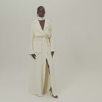 Tarangire Dress in Ivory - Crepe cady trench coat-inspired dress with dettachable chain belt