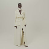 Tarangire Dress in Ivory - Crepe cady trench coat-inspired dress with dettachable chain belt
