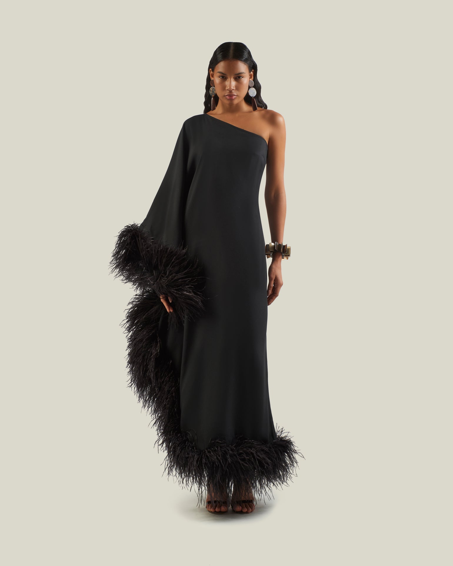 black feather dress Velvi Feathered Long Pageant Biltmore Black / 2 this vintage Bianca Black Feather Strapless Dress