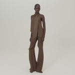 Mae Pants in Fume - Stretch crepe cady flared pants