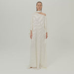 Streep Kaftan in Ivory - Zebra motif fil coupè cold shoulder maxi kaftan with scarf