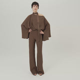 Brooks Jumpsuit in Fume - Crepe cady cold shoulder blouson palazzo jumpsuit
